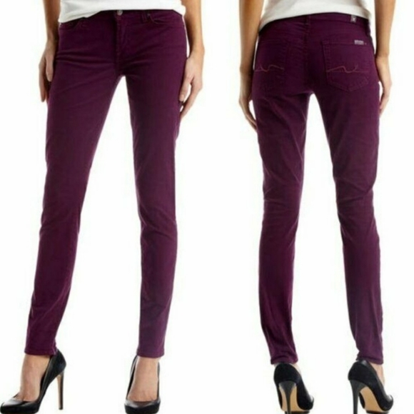 7FAMK Gwenevere Skinny Jeans Purple Mauve Size 27/ 4 - Picture 2 of 12